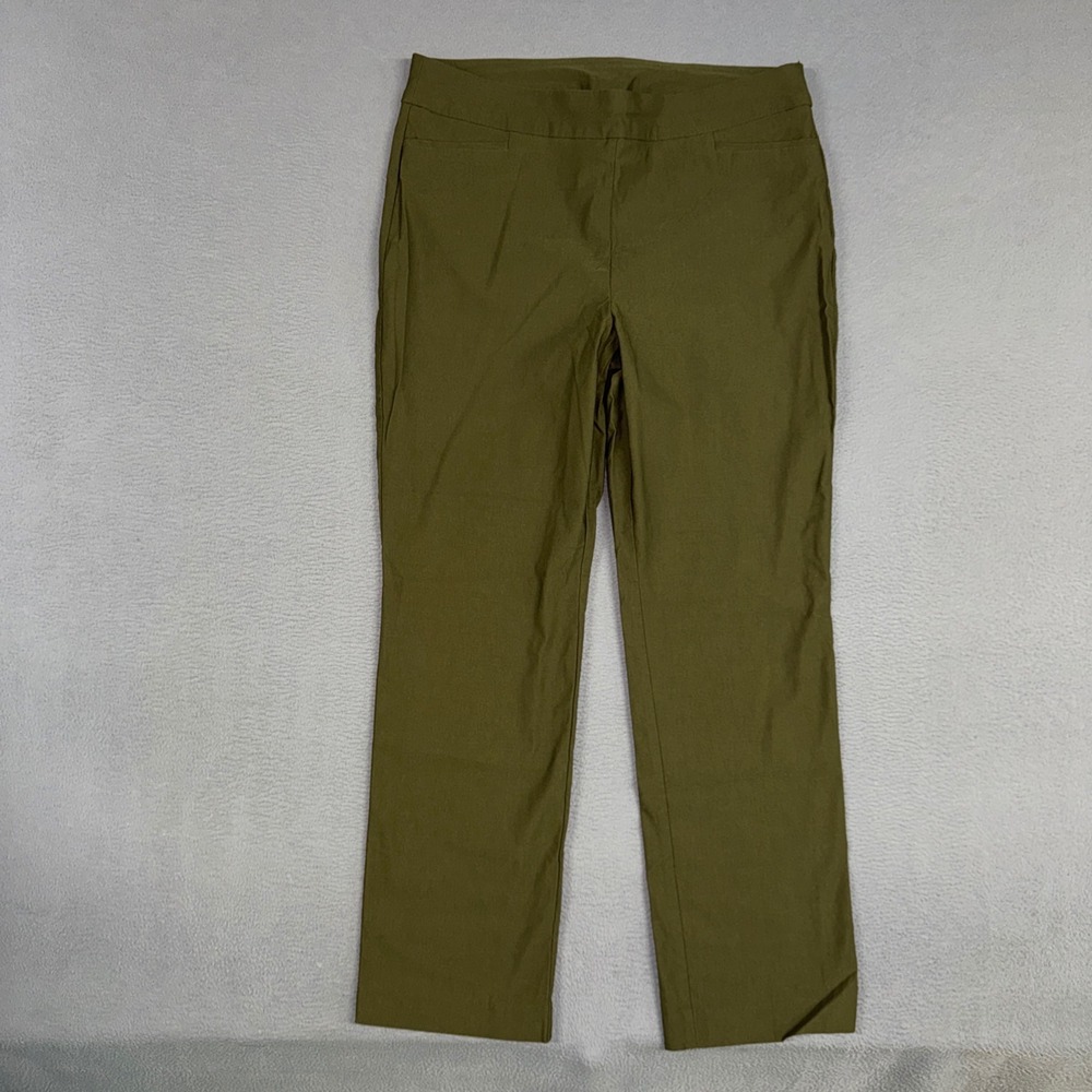 Chicos So Slimming Pants Womens 2.5 / 14 Olive Green Straight Pull On Stretch